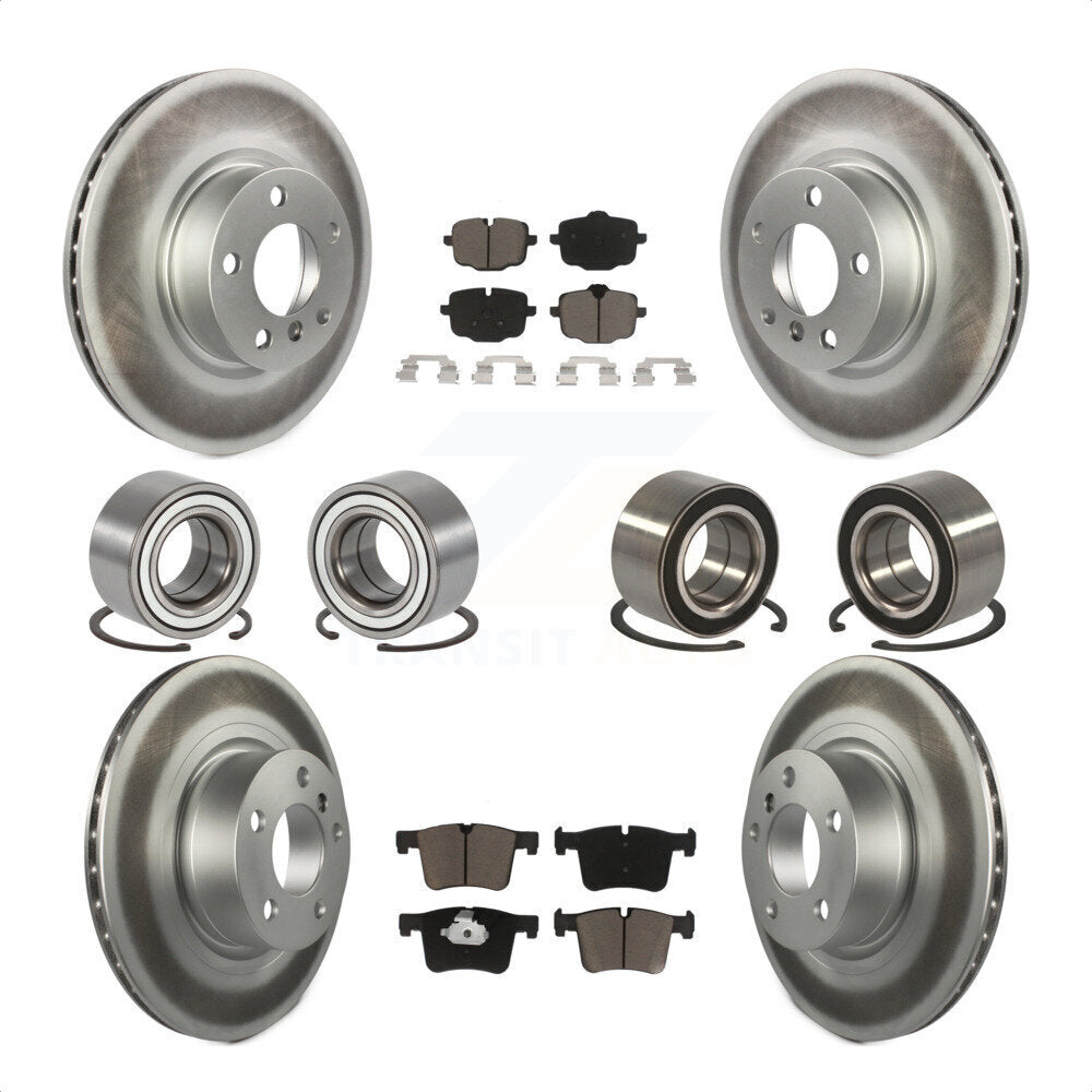 Front Rear Wheel Bearings Coated Disc Brake Rotors And Ceramic Pads Kit (10Pc) For 2012 BMW X3 From 10 11 KBB-118438 by Transit Auto