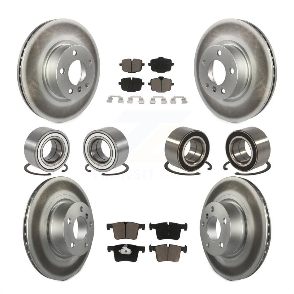 Front Rear Wheel Bearings Coated Disc Brake Rotors And Ceramic Pads Kit (10Pc) For 2012 BMW X3 From 10 11 KBB-118438 by Transit Auto