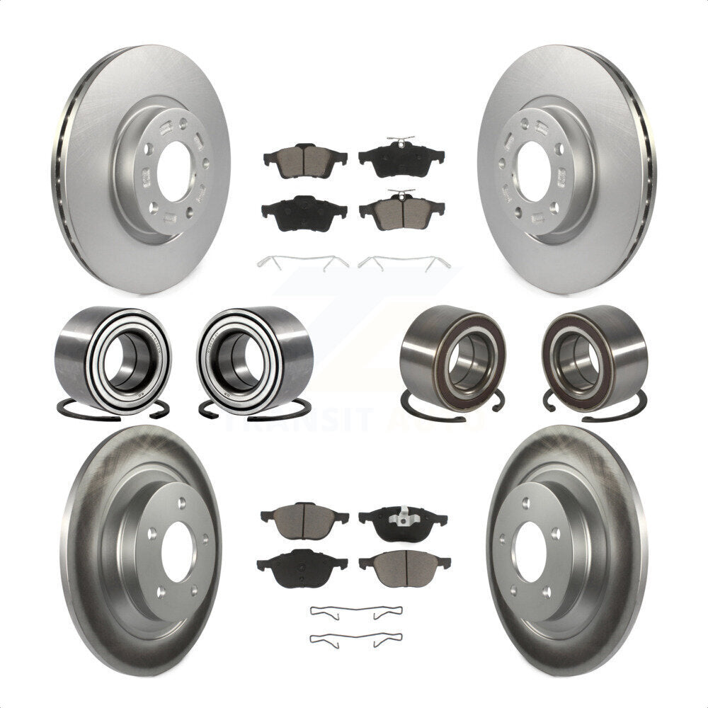 Front Rear Wheel Bearings Coated Disc Brake Rotors And Ceramic Pads Kit (10Pc) For Mazda 5 KBB-118460 by Transit Auto