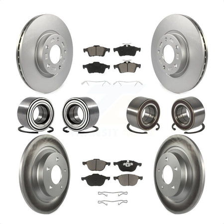 Front Rear Wheel Bearings Coated Disc Brake Rotors And Ceramic Pads Kit (10Pc) For Mazda 5 KBB-118460 by Transit Auto