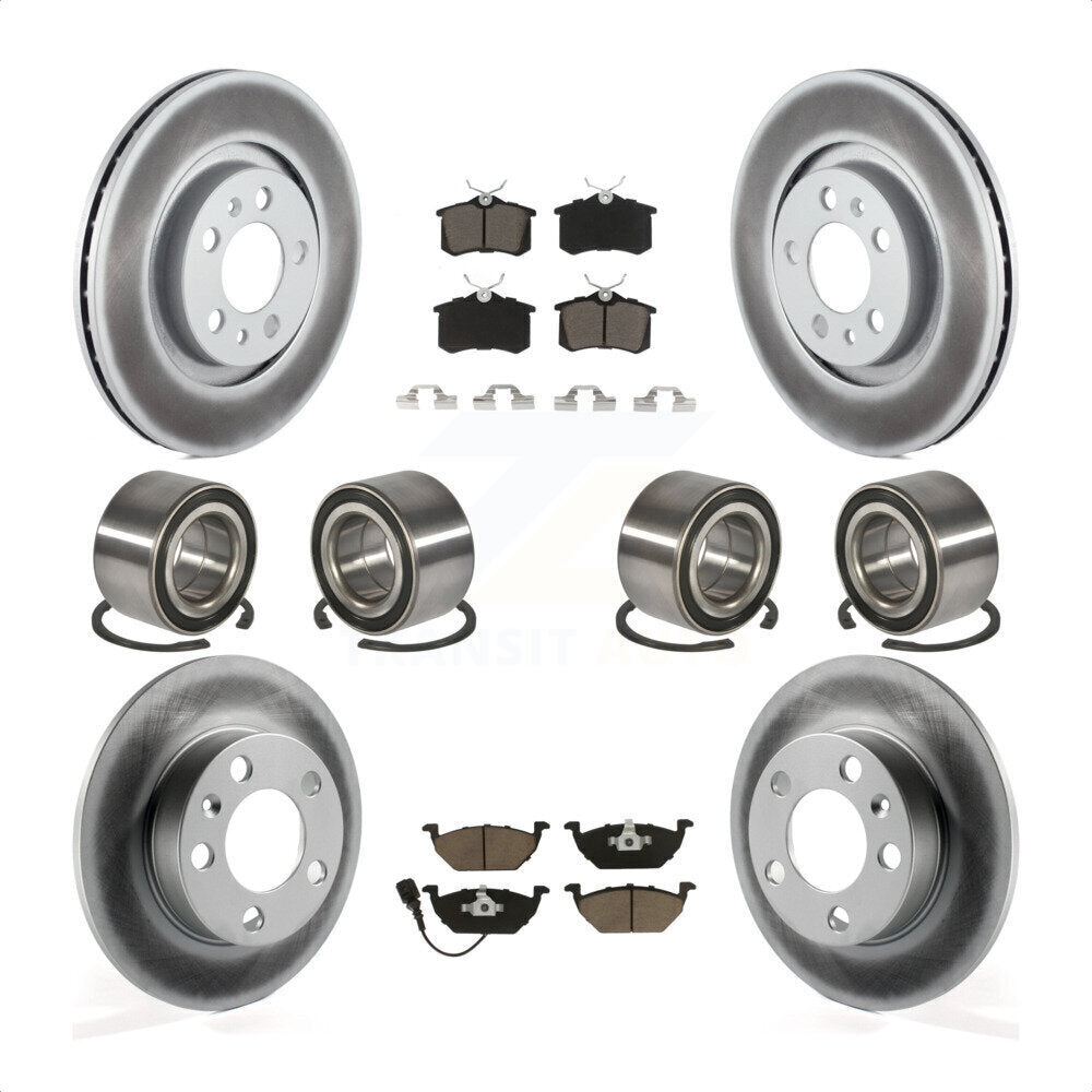 Front Rear Wheel Bearings Coated Disc Brake Rotors And Ceramic Pads Kit (10Pc) For 2004 Volkswagen Golf 2.0L 1.9L KBB-118475 by Transit Auto