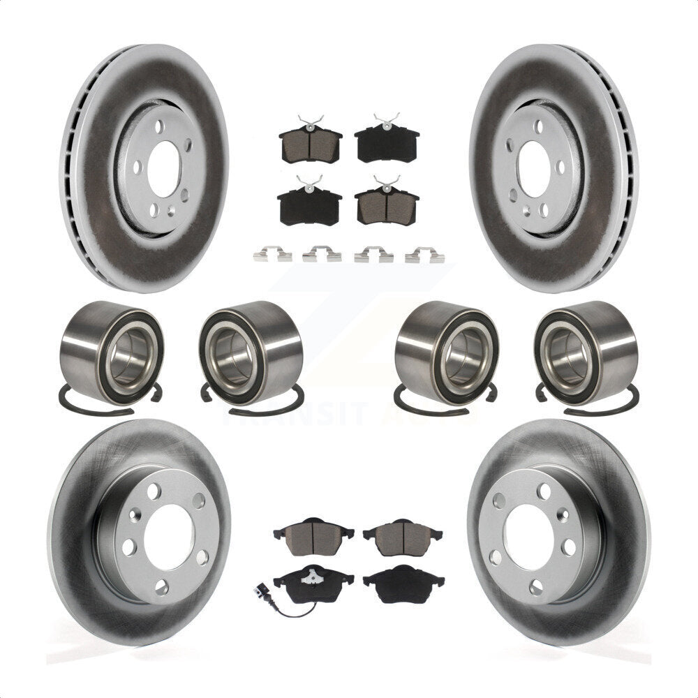 Front Rear Wheel Bearings Coated Disc Brake Rotors And Ceramic Pads Kit (10Pc) For 2004 Volkswagen Golf 2.8L 1.8L KBB-118476 by Transit Auto