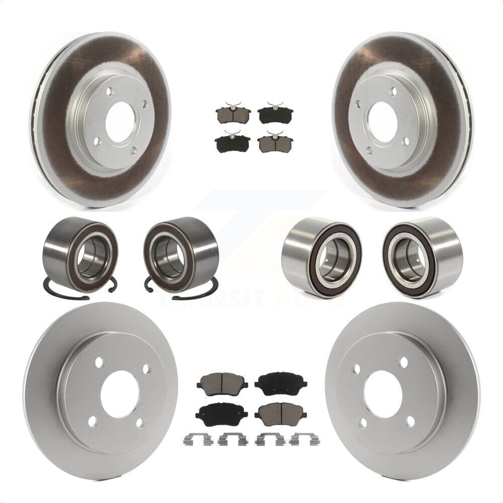 Front Rear Wheel Bearings Coated Disc Brake Rotors And Ceramic Pads Kit (10Pc) For 2014-2018 Ford Fiesta ST KBB-118477 by Transit Auto