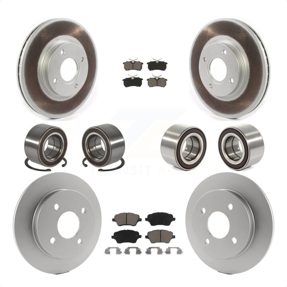 Front Rear Wheel Bearings Coated Disc Brake Rotors And Ceramic Pads Kit (10Pc) For 2014-2018 Ford Fiesta ST KBB-118477 by Transit Auto