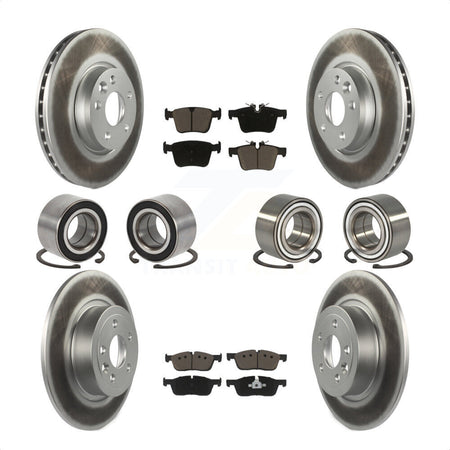 Front Rear Wheel Bearings Coated Disc Brake Rotors And Ceramic Pads Kit (10Pc) For 2016-2017 Land Rover Range Evoque With 300mm Diameter Rotor KBB-118480 by Transit Auto