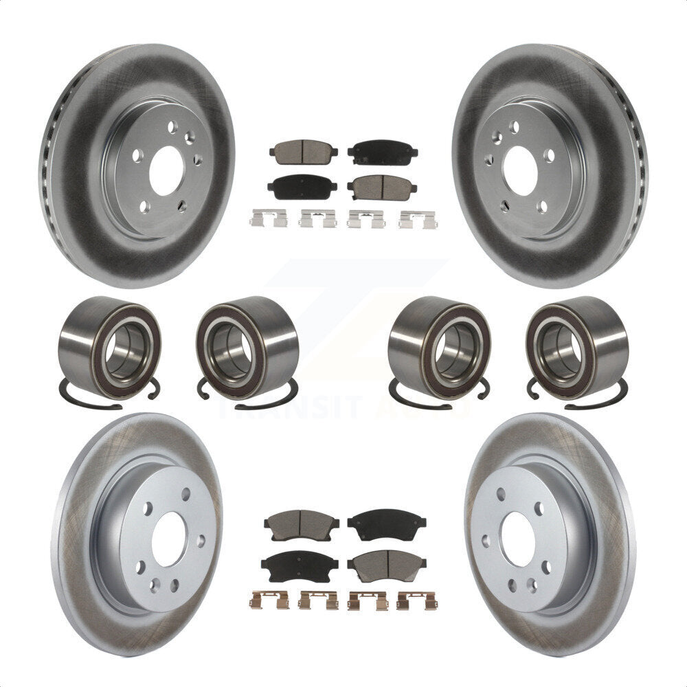 Front Rear Wheel Bearings Coated Disc Brake Rotors And Ceramic Pads Kit (10Pc) For 2013-2017 Buick Encore Chevrolet Trax AWD KBB-118490 by Transit Auto
