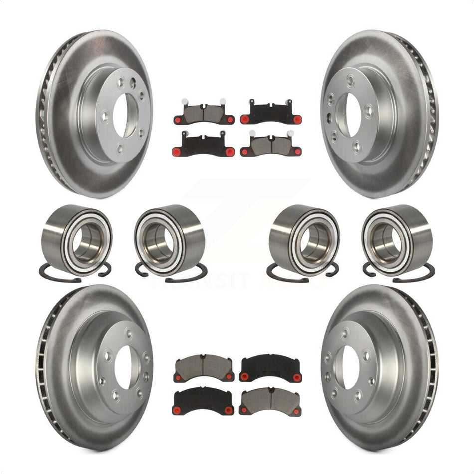 Front Rear Wheel Bearings Coated Disc Brake Rotors And Ceramic Pads Kit (10Pc) For 2016-2017 Volkswagen Touareg KBB-118496 by Transit Auto