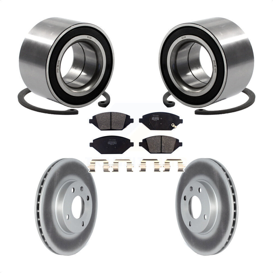 Front Wheel Bearing With Coated Disc Brake Rotors And Semi-Metallic Pads Kit For 2016 Chevrolet Spark KBB-118510 by Transit Auto