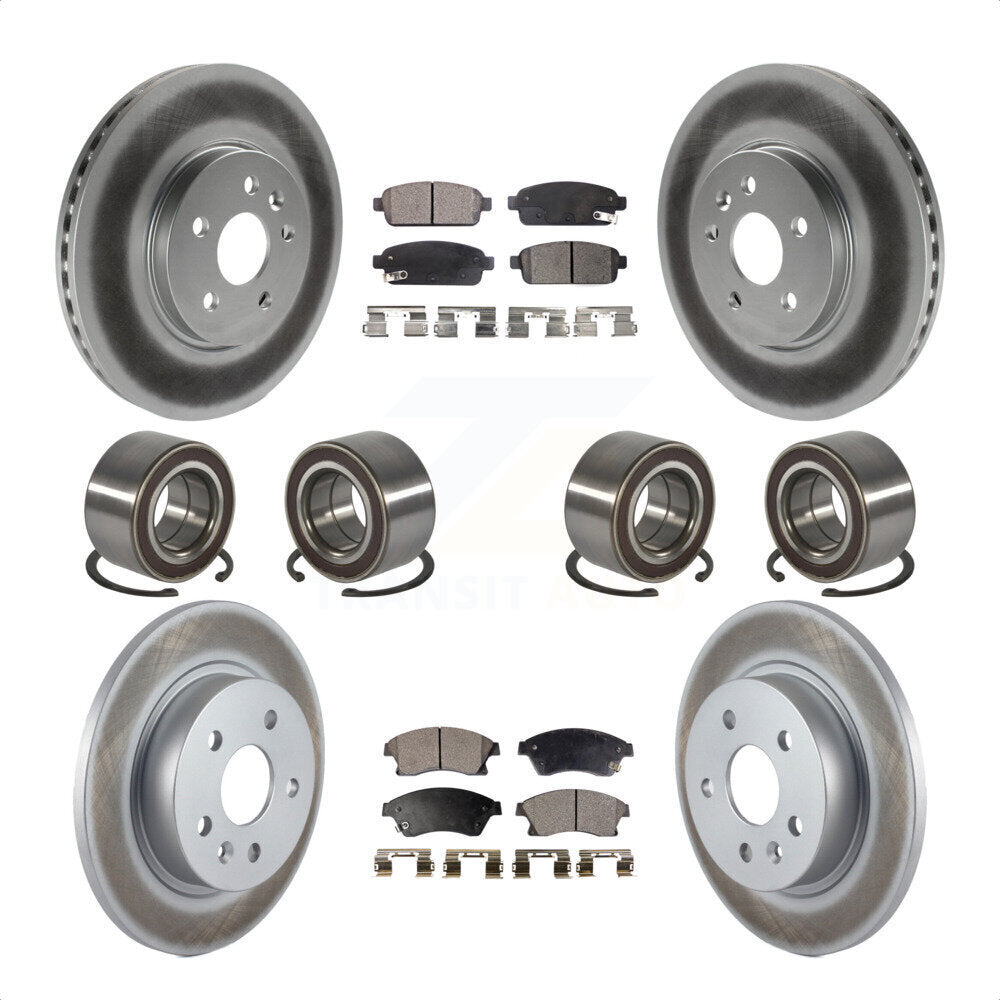 Front Rear Wheel Bearings Coated Disc Brake Rotors And Semi-Metallic Pads Kit (10Pc) For 2013-2017 Buick Encore Chevrolet Trax AWD KBB-118514 by Transit Auto