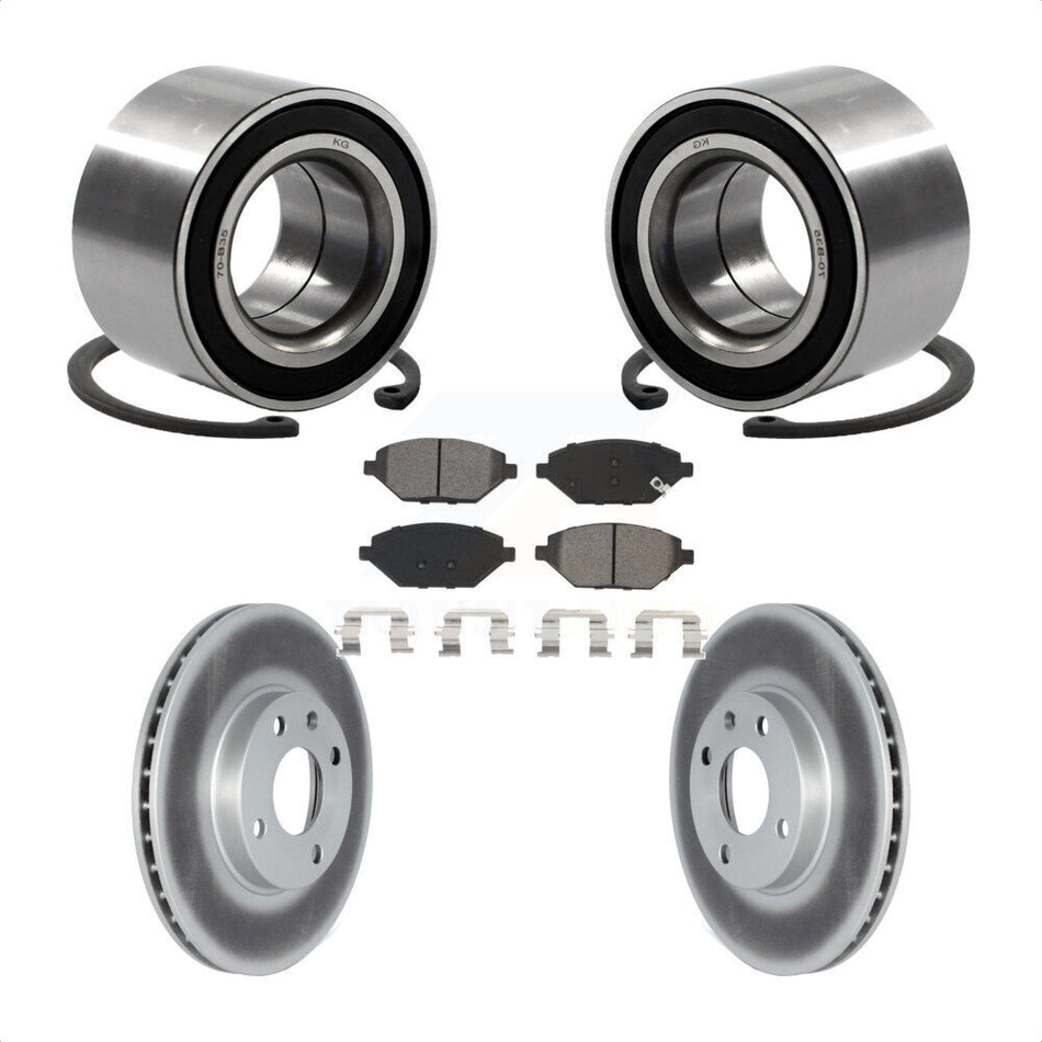 Front Wheel Bearing With Coated Disc Brake Rotors And Semi-Metallic Pads Kit For 2016 Chevrolet Spark KBB-118525 by Transit Auto