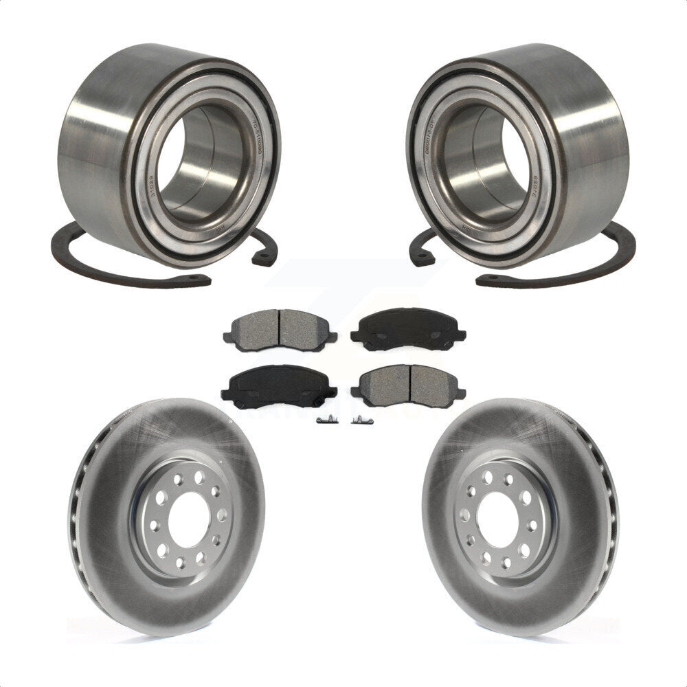 Front Wheel Bearing With Coated Disc Brake Rotors And Semi-Metallic Pads Kit For 2017 Jeep Compass 305mm Diameter Rotor KBB-118529 by Transit Auto