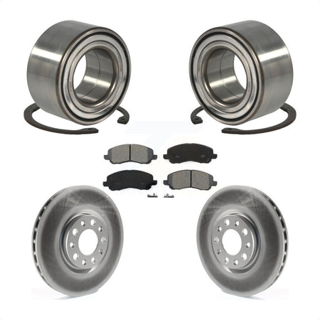 Front Wheel Bearing With Coated Disc Brake Rotors And Semi-Metallic Pads Kit For 2017 Jeep Compass 305mm Diameter Rotor KBB-118529 by Transit Auto