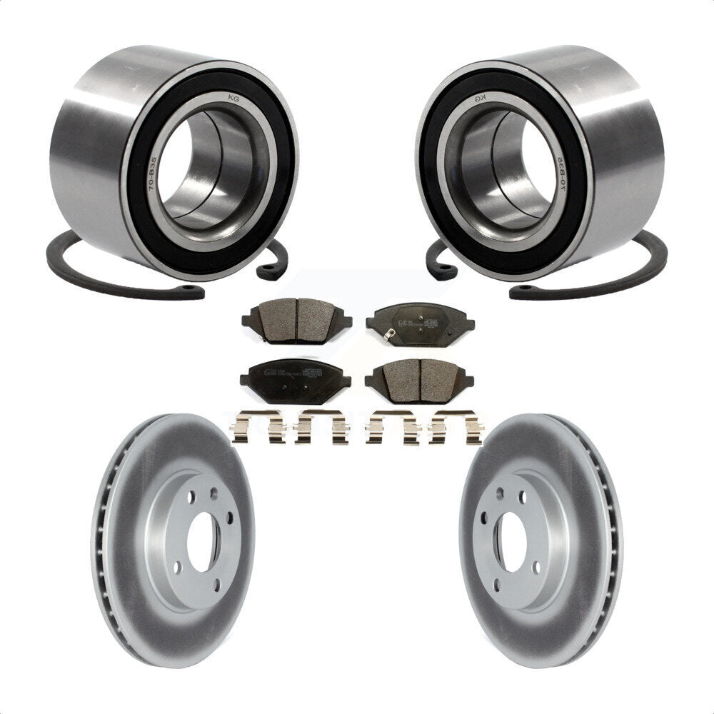 Front Wheel Bearing With Coated Disc Brake Rotors And Ceramic Pads Kit For 2016 Chevrolet Spark KBB-118543 by Transit Auto