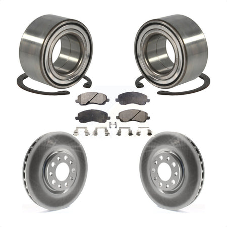 Front Wheel Bearing With Coated Disc Brake Rotors And Ceramic Pads Kit For 2017 Jeep Compass 305mm Diameter Rotor KBB-118549 by Transit Auto