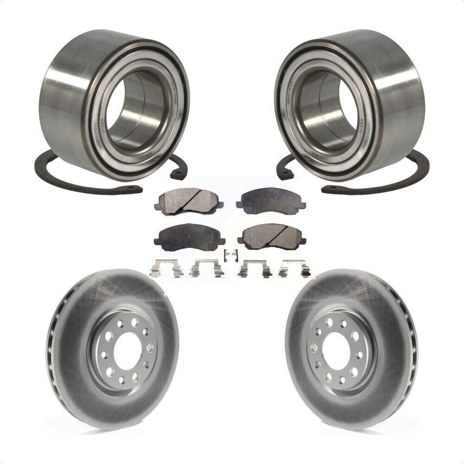 Front Wheel Bearing With Coated Disc Brake Rotors And Ceramic Pads Kit For 2017 Jeep Compass 305mm Diameter Rotor KBB-118549 by Transit Auto