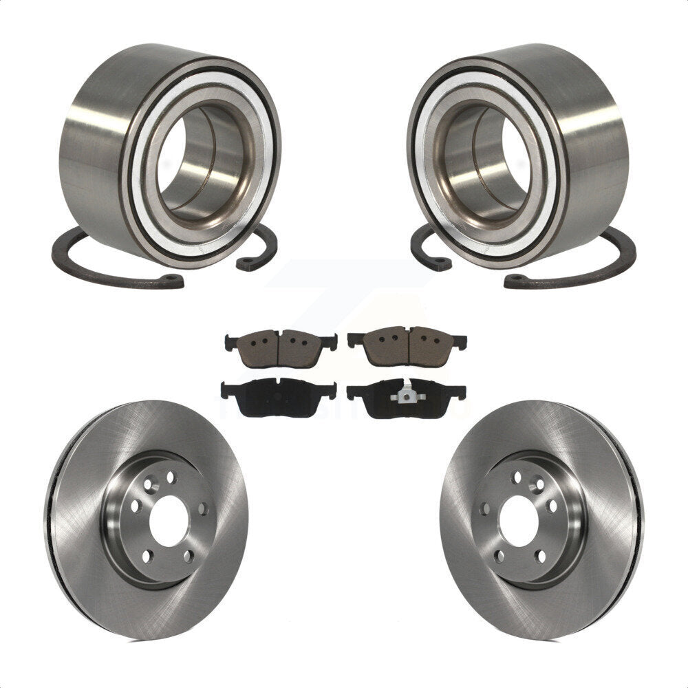 Front Wheel Bearing With Disc Brake Rotors And Ceramic Pads Kit For 2016-2017 Land Rover Range Evoque 300mm Diameter Rotor KBB-118713 by Transit Auto