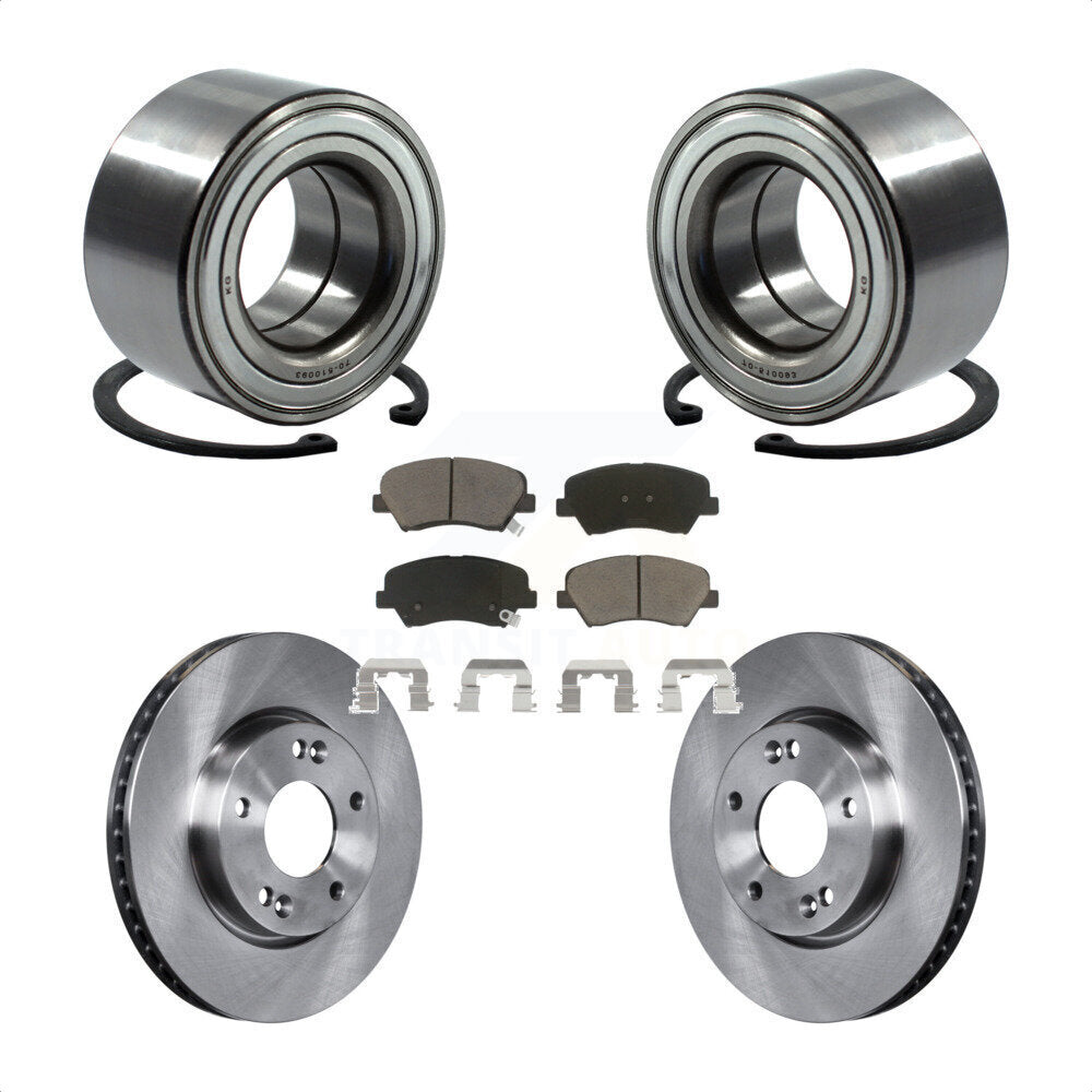 Front Wheel Bearing With Disc Brake Rotors And Ceramic Pads Kit For 2014 Kia Forte5 EX KBB-118726 by Transit Auto