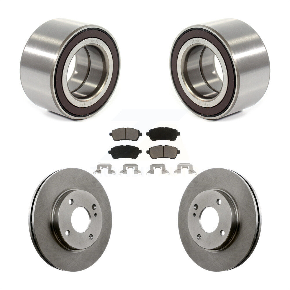 Front Wheel Bearing With Disc Brake Rotors And Ceramic Pads Kit For 2014-2018 Ford Fiesta S Titanium SE KBB-118803 by Transit Auto