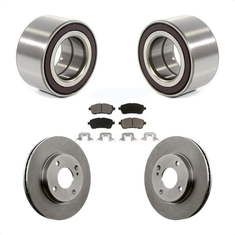 Front Wheel Bearing With Disc Brake Rotors And Ceramic Pads Kit For 2014-2018 Ford Fiesta S Titanium SE KBB-118803 by Transit Auto