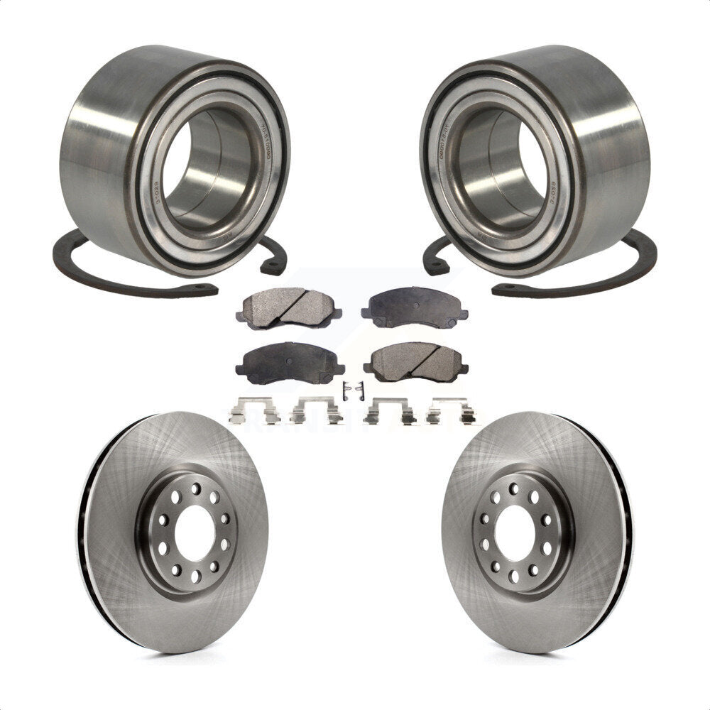 Front Wheel Bearing With Disc Brake Rotors And Semi-Metallic Pads Kit For 2017 Jeep Compass 305mm Diameter Rotor KBB-118897 by Transit Auto