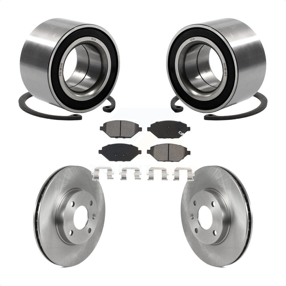 Front Wheel Bearing With Disc Brake Rotors And Semi-Metallic Pads Kit For 2016 Chevrolet Spark KBB-118901 by Transit Auto