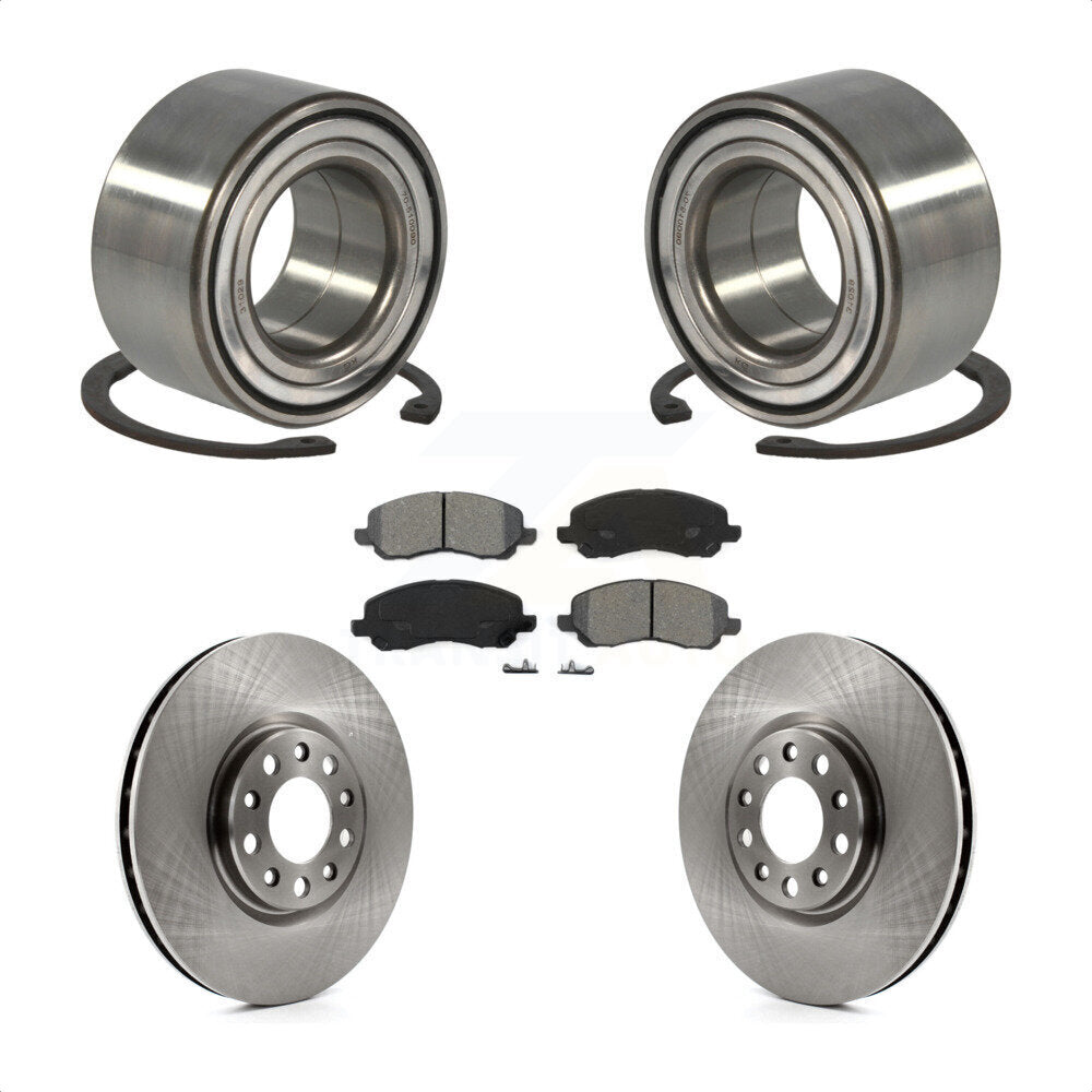 Front Wheel Bearing With Disc Brake Rotors And Semi-Metallic Pads Kit For 2017 Jeep Compass 305mm Diameter Rotor KBB-118902 by Transit Auto