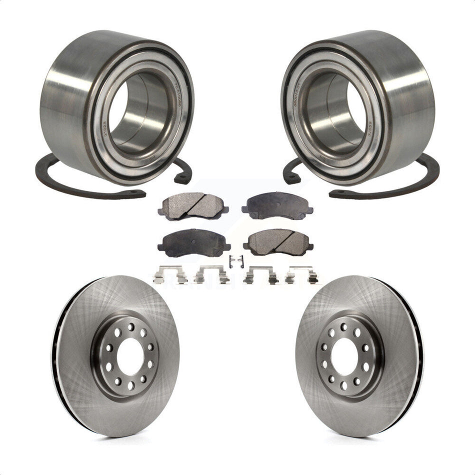 Front Wheel Bearing With Disc Brake Rotors And Ceramic Pads Kit For 2017 Jeep Compass 305mm Diameter Rotor KBB-118915 by Transit Auto