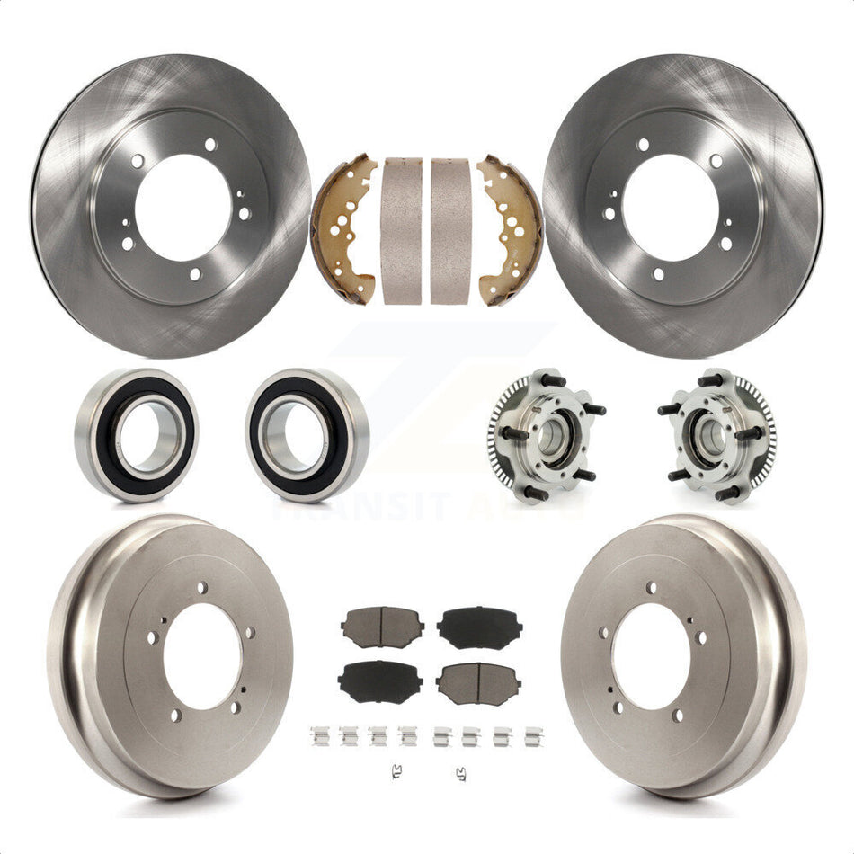 Front Rear Hub Bearings Assembly Disc Brake Rotors And Ceramic Pads Shoes Kit (10Pc) For 2001 Suzuki Grand Vitara XL-7 Plus with 2.7L KBB-118943 by Transit Auto