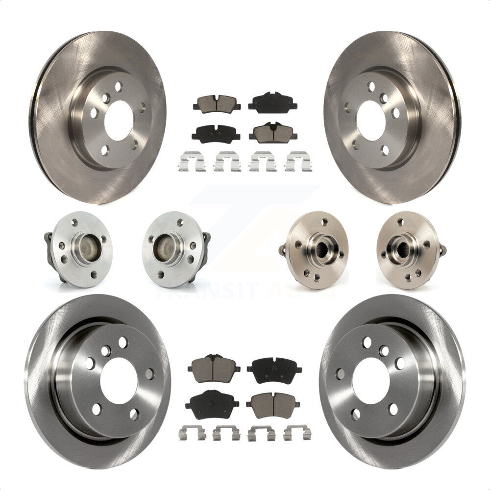 Front Rear Hub Bearings Assembly Disc Brake Rotors And Ceramic Pads Kit (10Pc) For 2015 Mini Cooper Convertible with 2.0L 1.5L With 294mm Diameter Rotor 5 Lug Wheels KBB-119011 by Transit Auto