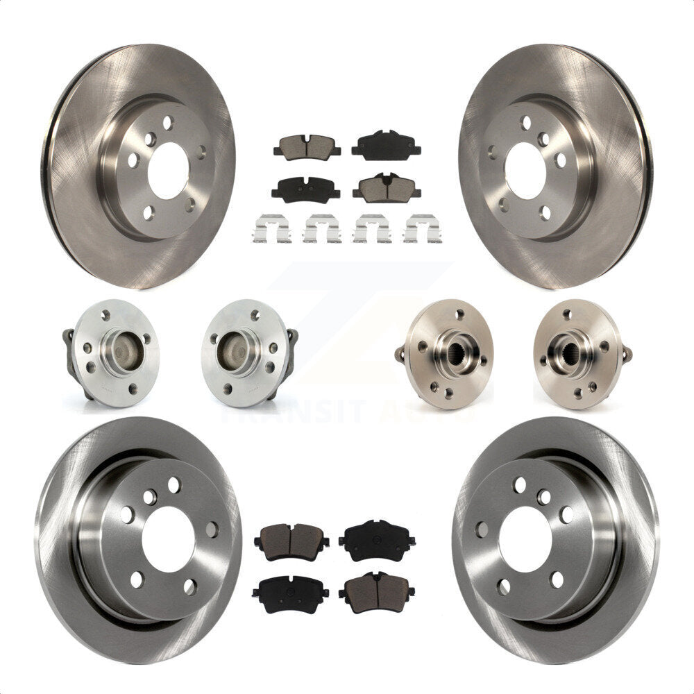 Front Rear Hub Bearings Assembly Disc Brake Rotors And Ceramic Pads Kit (10Pc) For 2015 Mini Cooper Convertible with 2.0L 1.5L With 294mm Diameter Rotor 5 Lug Wheels KBB-119012 by Transit Auto