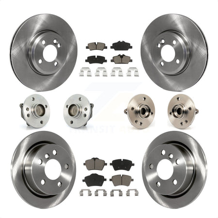 Front Rear Hub Bearings Assembly Disc Brake Rotors And Ceramic Pads Kit (10Pc) For 2015 Mini Cooper Convertible with 2.0L 1.5L With 294mm Diameter Rotor 4 Lug Wheels KBB-119013 by Transit Auto