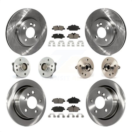 Front Rear Hub Bearings Assembly Disc Brake Rotors And Ceramic Pads Kit (10Pc) For 2015 Mini Cooper Convertible with 2.0L 1.5L With 280mm Diameter Rotor 4 Lug Wheels KBB-119014 by Transit Auto