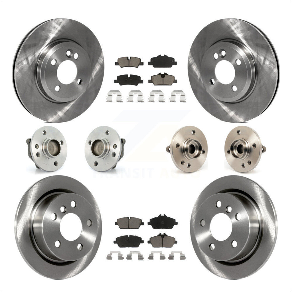 Front Rear Hub Bearings Assembly Disc Brake Rotors And Ceramic Pads Kit (10Pc) For 2015 Mini Cooper Convertible with 2.0L 1.5L With 280mm Diameter Rotor 4 Lug Wheels KBB-119014 by Transit Auto