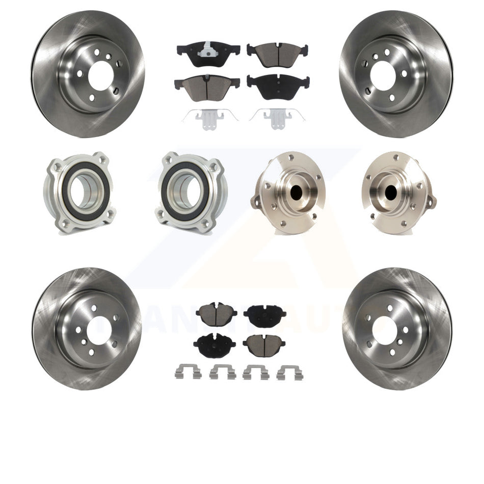 Front Rear Hub Bearings Assembly Disc Brake Rotors And Ceramic Pads Kit (10Pc) For 2011 BMW 528i Without Performance Brakes With 330mm Diameter Rotor KBB-119015 by Transit Auto