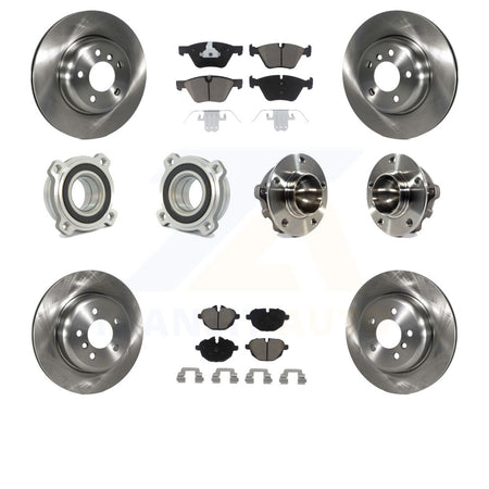 Front Rear Hub Bearings Assembly Disc Brake Rotors And Ceramic Pads Kit (10Pc) For 2012 BMW 528i Without Performance Brakes With 330mm Diameter Rotor KBB-119016 by Transit Auto