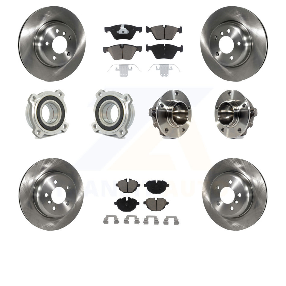 Front Rear Hub Bearings Assembly Disc Brake Rotors And Ceramic Pads Kit (10Pc) For 2012 BMW 528i Without Performance Brakes With 330mm Diameter Rotor KBB-119016 by Transit Auto