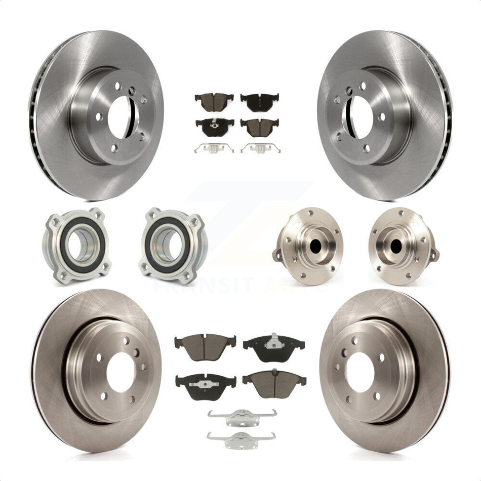 Front Rear Hub Bearings Assembly Disc Brake Rotors And Ceramic Pads Kit (10Pc) For BMW 530i 525i 528i KBB-119041 by Transit Auto