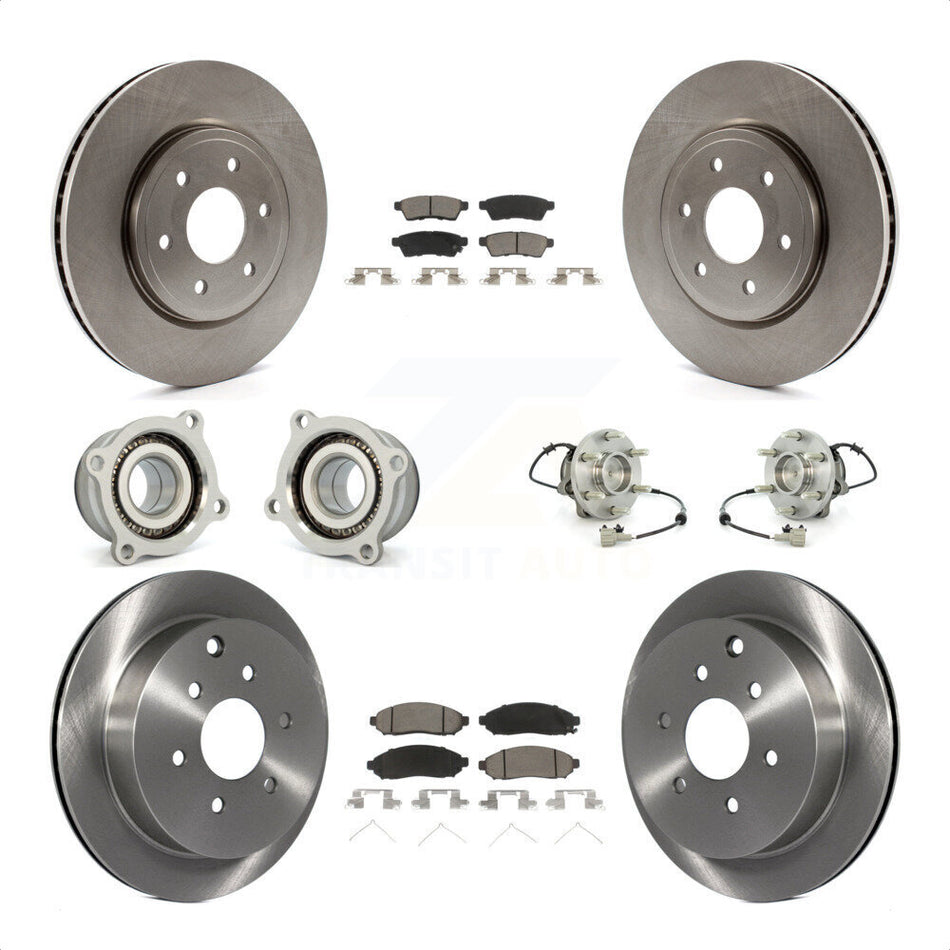 Front Rear Hub Bearings Assembly Disc Brake Rotors And Ceramic Pads Kit (10Pc) For Nissan Frontier Xterra Suzuki Equator KBB-119071 by Transit Auto