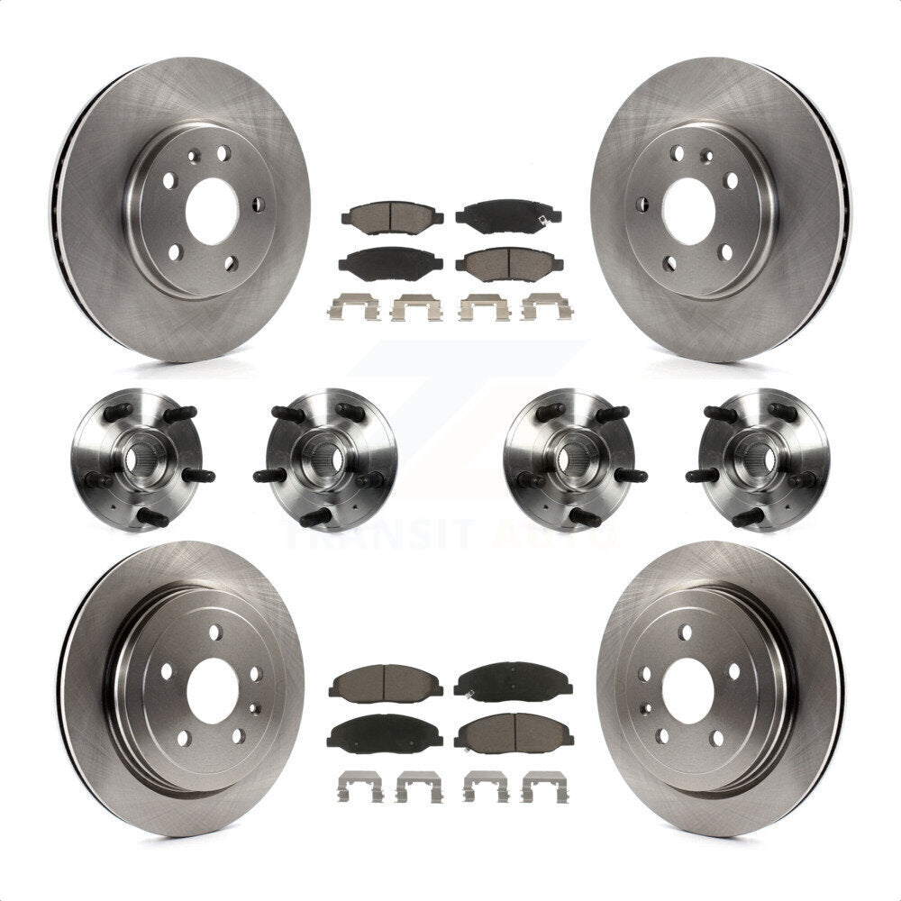Front Rear Hub Bearings Assembly Disc Brake Rotors And Ceramic Pads Kit (10Pc) For 2012-2013 Cadillac CTS V With 315mm Diameter Rotor KBB-119140 by Transit Auto