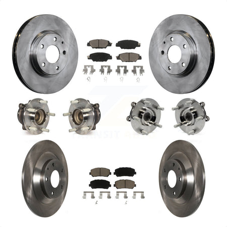 Front Rear Hub Bearings Assembly Disc Brake Rotors And Ceramic Pads Kit (10Pc) For 2015 Mazda CX-5 FWD With Electric Parking KBB-119146 by Transit Auto