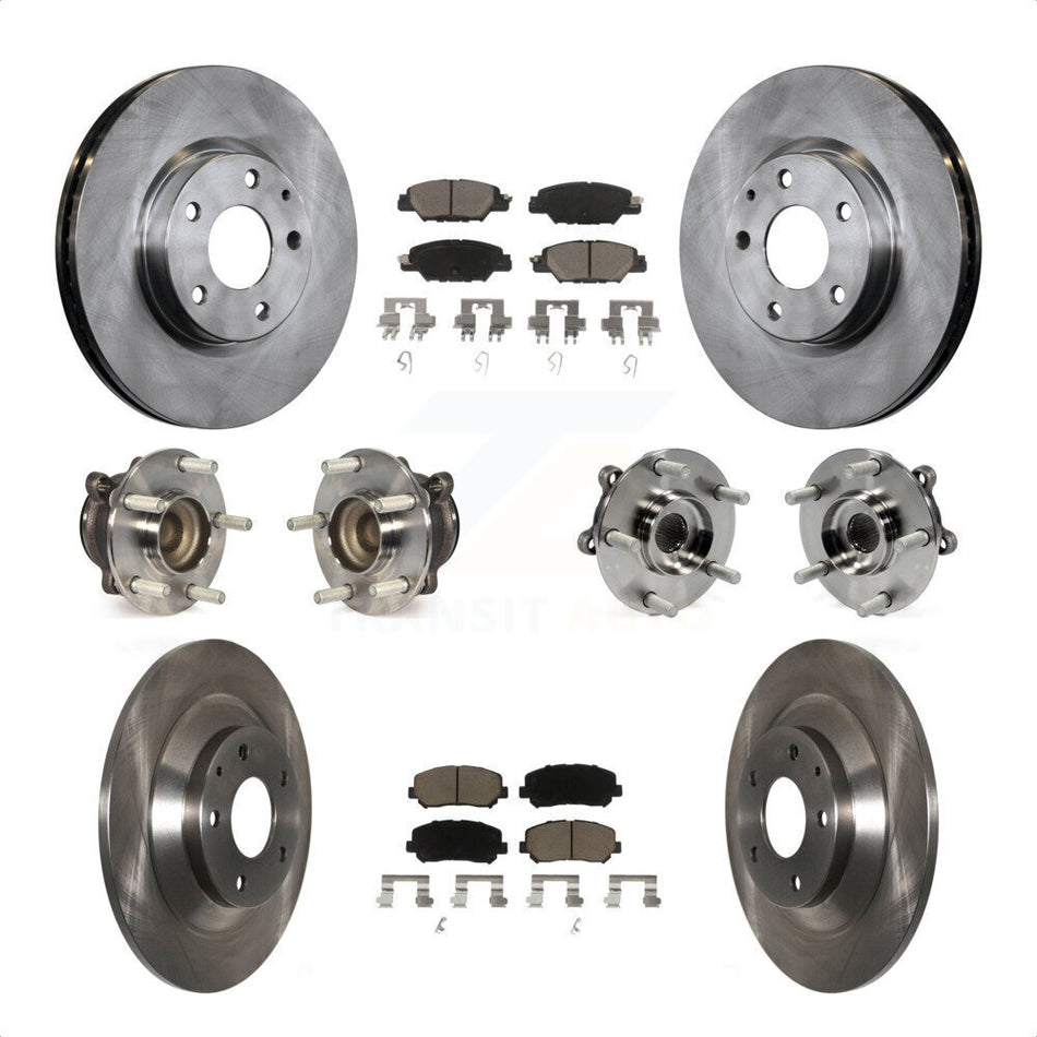 Front Rear Hub Bearings Assembly Disc Brake Rotors And Ceramic Pads Kit (10Pc) For 2015 Mazda CX-5 FWD With Electric Parking KBB-119146 by Transit Auto