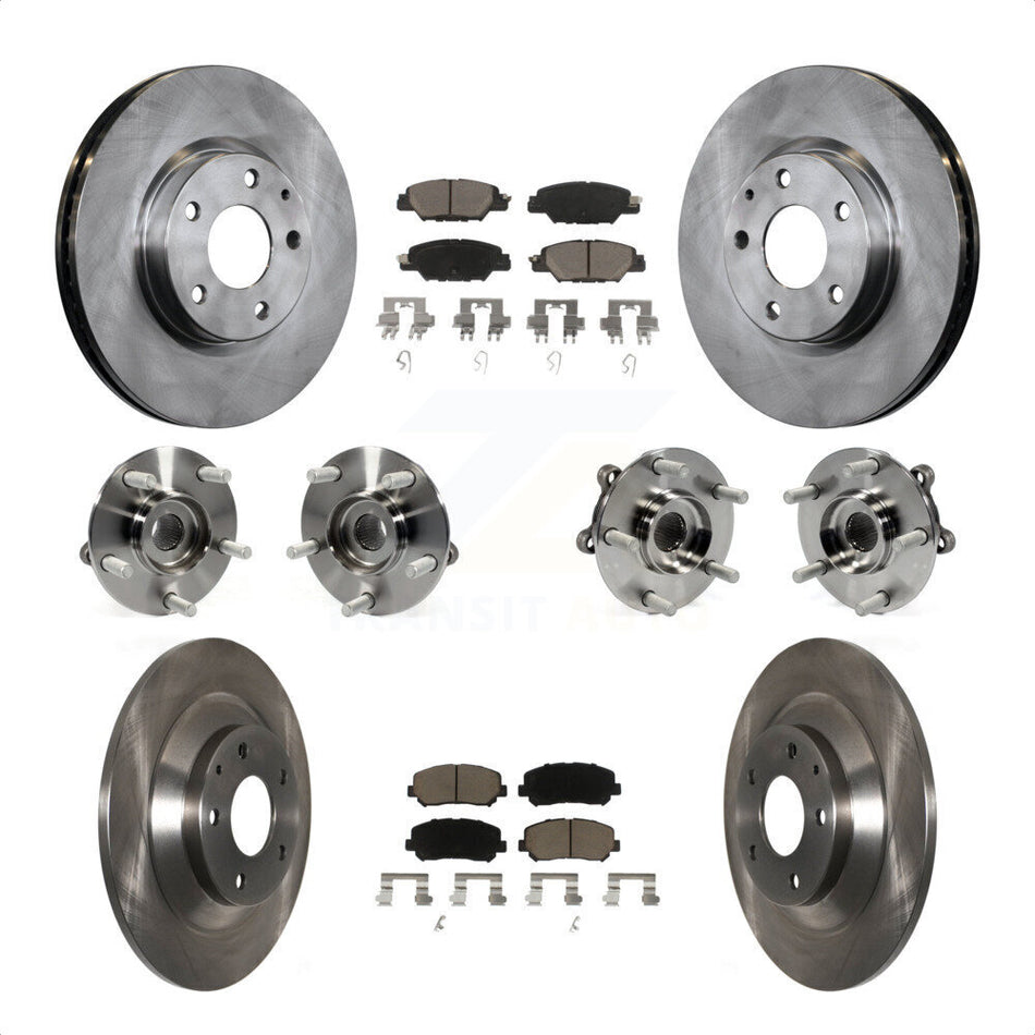 Front Rear Hub Bearings Assembly Disc Brake Rotors And Ceramic Pads Kit (10Pc) For 2015 Mazda CX-5 AWD With Electric Parking KBB-119147 by Transit Auto