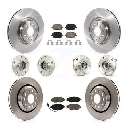 Front Rear Hub Bearings Assembly Disc Brake Rotors And Ceramic Pads Kit (10Pc) For 2016 Volkswagen CC AWD KBB-119161 by Transit Auto