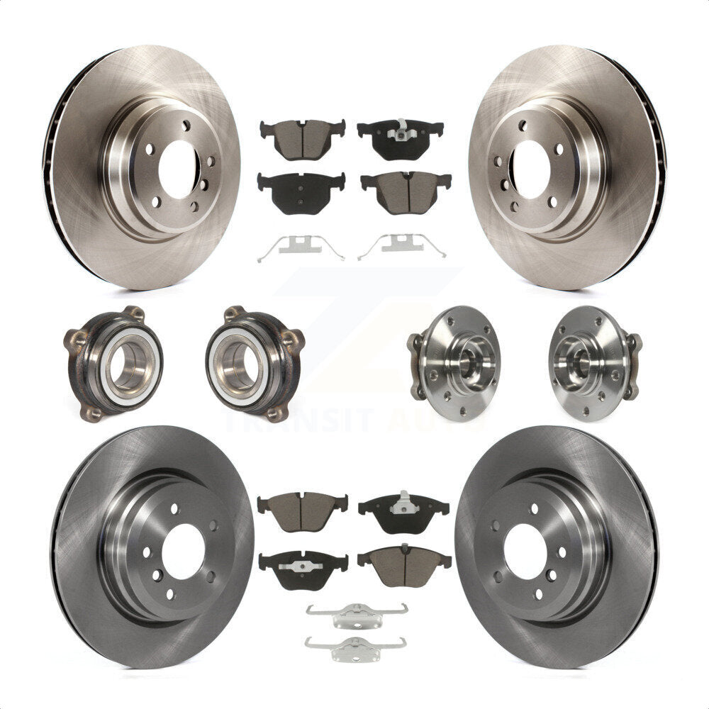 Front Rear Hub Bearings Assembly Disc Brake Rotors And Ceramic Pads Kit (10Pc) For 2013 BMW X1 xDrive35i with AWD KBB-119165 by Transit Auto