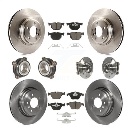 Front Rear Hub Bearings Assembly Disc Brake Rotors And Ceramic Pads Kit (10Pc) For 2013 BMW X1 xDrive35i with AWD KBB-119165 by Transit Auto