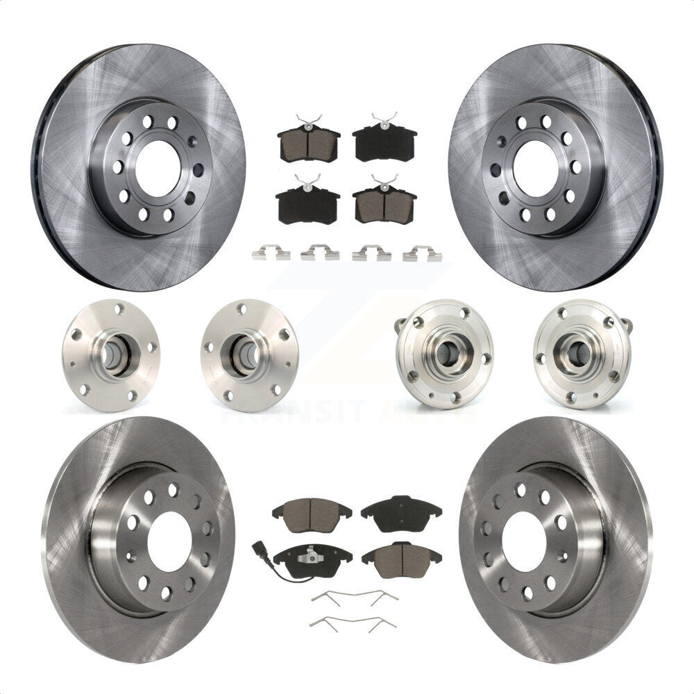 Front Rear Hub Bearings Assembly Disc Brake Rotors And Ceramic Pads Kit (10Pc) For 2014 Volkswagen Beetle Base Highline Comfortline with 2.5L With 272mm Diameter Rotor KBB-119182 by Transit Auto