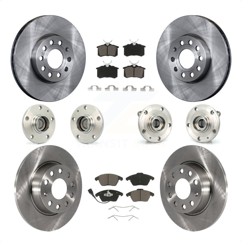 Front Rear Hub Bearings Assembly Disc Brake Rotors And Ceramic Pads Kit (10Pc) For 2014 Volkswagen Beetle Sportline with 2.0L With 272mm Diameter Rotor KBB-119183 by Transit Auto
