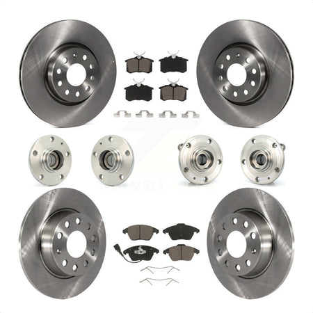 Front Rear Hub Bearings Assembly Disc Brake Rotors And Ceramic Pads Kit (10Pc) For 2014 Volkswagen Beetle R-Line GSR with 2.0L With 272mm Diameter Rotor KBB-119184 by Transit Auto