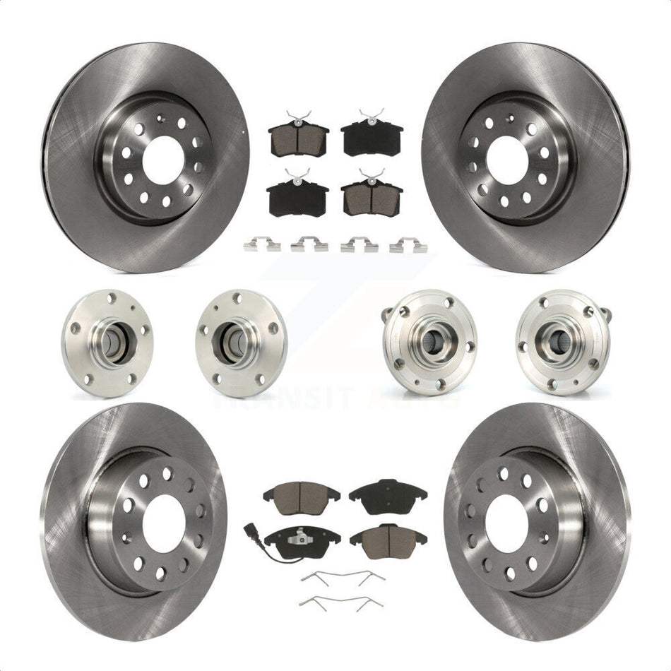 Front Rear Hub Bearings Assembly Disc Brake Rotors And Ceramic Pads Kit (10Pc) For 2014 Volkswagen Beetle R-Line GSR with 2.0L With 272mm Diameter Rotor KBB-119184 by Transit Auto