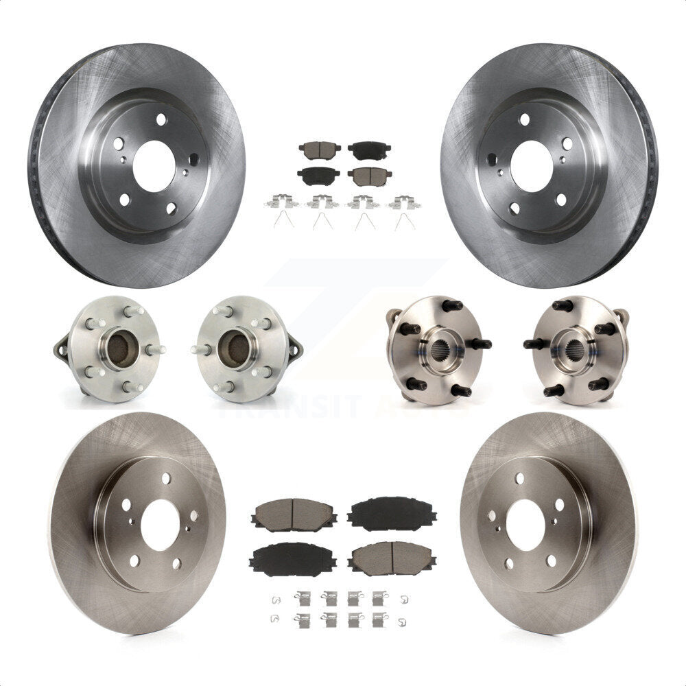 Front Rear Hub Bearings Assembly Disc Brake Rotors And Ceramic Pads Kit (10Pc) For 2017-2018 Toyota Corolla iM KBB-119228 by Transit Auto
